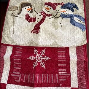 Festive Snowman pillow shams with Red Accents(2)